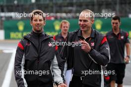Romain Grosjean (FRA) Haas F1 Team walks the circuit with the team. 13.07.2017. Formula 1 World Championship, Rd 10, British Grand Prix, Silverstone, England, Preparation Day.