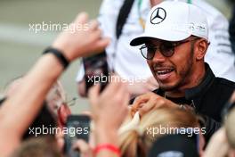 Lewis Hamilton (GBR) Mercedes AMG F1 signs autographs for the fans. 13.07.2017. Formula 1 World Championship, Rd 10, British Grand Prix, Silverstone, England, Preparation Day.
