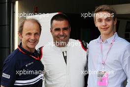 (L to R): Joseph Leberer (SUI) Sauber Physio with Zsolt Baumgartner (HUN) and a guest. 13.07.2017. Formula 1 World Championship, Rd 10, British Grand Prix, Silverstone, England, Preparation Day.