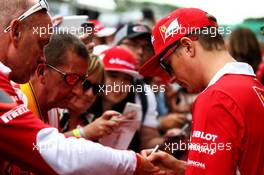 Kimi Raikkonen (FIN) Ferrari with fans. 13.07.2017. Formula 1 World Championship, Rd 10, British Grand Prix, Silverstone, England, Preparation Day.