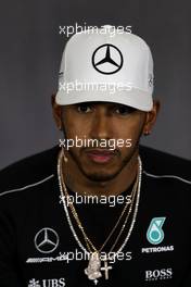 Lewis Hamilton (GBR) Mercedes AMG F1 in the FIA Press Conference. 13.07.2017. Formula 1 World Championship, Rd 10, British Grand Prix, Silverstone, England, Preparation Day.