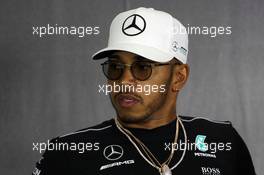 Lewis Hamilton (GBR) Mercedes AMG F1 in the FIA Press Conference. 13.07.2017. Formula 1 World Championship, Rd 10, British Grand Prix, Silverstone, England, Preparation Day.