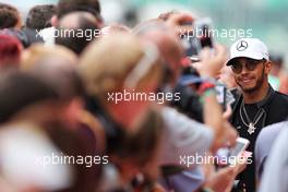 Lewis Hamilton (GBR) Mercedes AMG F1 with fans. 13.07.2017. Formula 1 World Championship, Rd 10, British Grand Prix, Silverstone, England, Preparation Day.
