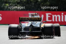 Jolyon Palmer (GBR) Renault Sport F1 Team RS17 with a broken front wing. 28.07.2017. Formula 1 World Championship, Rd 11, Hungarian Grand Prix, Budapest, Hungary, Practice Day.