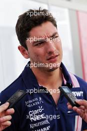 Alfonso Celis Jr (MEX) Sahara Force India F1 Development Driver with the media. 28.07.2017. Formula 1 World Championship, Rd 11, Hungarian Grand Prix, Budapest, Hungary, Practice Day.