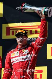 Kimi Raikkonen (FIN) Ferrari celebrates his second position on the podium. 30.07.2017. Formula 1 World Championship, Rd 11, Hungarian Grand Prix, Budapest, Hungary, Race Day.