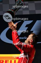 Race winner Sebastian Vettel (GER) Ferrari celebrates on the podium. 30.07.2017. Formula 1 World Championship, Rd 11, Hungarian Grand Prix, Budapest, Hungary, Race Day.