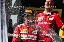 Race winner Sebastian Vettel (GER) Ferrari celebrates on the podium. 30.07.2017. Formula 1 World Championship, Rd 11, Hungarian Grand Prix, Budapest, Hungary, Race Day.