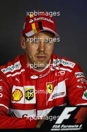 Sebastian Vettel (GER) Ferrari in the FIA Press Conference. 29.07.2017. Formula 1 World Championship, Rd 11, Hungarian Grand Prix, Budapest, Hungary, Qualifying Day.