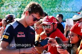 Daniil Kvyat (RUS) Scuderia Toro Rosso signs autographs for the fans. 29.07.2017. Formula 1 World Championship, Rd 11, Hungarian Grand Prix, Budapest, Hungary, Qualifying Day.