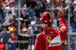Sebastian Vettel (GER) Ferrari celebrates his pole position in qualifying parc ferme. 29.07.2017. Formula 1 World Championship, Rd 11, Hungarian Grand Prix, Budapest, Hungary, Qualifying Day.