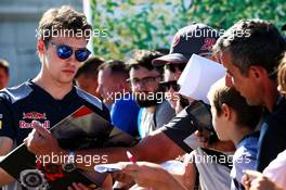 Daniil Kvyat (RUS) Scuderia Toro Rosso signs autographs for the fans. 29.07.2017. Formula 1 World Championship, Rd 11, Hungarian Grand Prix, Budapest, Hungary, Qualifying Day.