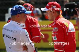 Valtteri Bottas (FIN) Mercedes AMG F1 W08 and Sebastian Vettel (GER) Ferrari SF70H. 29.07.2017. Formula 1 World Championship, Rd 11, Hungarian Grand Prix, Budapest, Hungary, Qualifying Day.