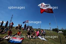 Fans and flags for Max Verstappen (NLD) Red Bull Racing and Robert Kubica (POL). 29.07.2017. Formula 1 World Championship, Rd 11, Hungarian Grand Prix, Budapest, Hungary, Qualifying Day.