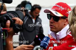 Sebastian Vettel (GER) Ferrari with the media. 27.07.2017. Formula 1 World Championship, Rd 11, Hungarian Grand Prix, Budapest, Hungary, Preparation Day.