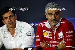 (L to R): Toto Wolff (GER) Mercedes AMG F1 Shareholder and Executive Director and Maurizio Arrivabene (ITA) Ferrari Team Principal in the FIA Press Conference. 01.09.2017. Formula 1 World Championship, Rd 13, Italian Grand Prix, Monza, Italy, Practice Day.