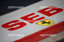 Pit garage of Sebastian Vettel (GER) Ferrari. 01.09.2017. Formula 1 World Championship, Rd 13, Italian Grand Prix, Monza, Italy, Practice Day.
