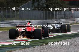Kimi Raikkonen (FIN) Ferrari SF70H sends sparks flying. 01.09.2017. Formula 1 World Championship, Rd 13, Italian Grand Prix, Monza, Italy, Practice Day.