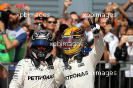 Valtteri Bottas (FIN) Mercedes AMG F1 and Lewis Hamilton (GBR) Mercedes AMG F1   03.09.2017. Formula 1 World Championship, Rd 13, Italian Grand Prix, Monza, Italy, Race Day.