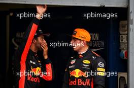 (L to R): Daniel Ricciardo (AUS) Red Bull Racing with team mate Max Verstappen (NLD) Red Bull Racing in qualifying parc ferme. 02.09.2017. Formula 1 World Championship, Rd 13, Italian Grand Prix, Monza, Italy, Qualifying Day.