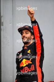 Daniel Ricciardo (AUS) Red Bull Racing celebrates his second position in qualifying parc ferme. 02.09.2017. Formula 1 World Championship, Rd 13, Italian Grand Prix, Monza, Italy, Qualifying Day.