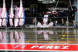 A wet pit lane #11 Sergio Perez (MEX) Sahara Force India F1. 02.09.2017. Formula 1 World Championship, Rd 13, Italian Grand Prix, Monza, Italy, Qualifying Day.