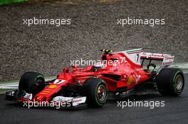 Kimi Raikkonen (FIN) Ferrari SF70H with brake on fire. 02.09.2017. Formula 1 World Championship, Rd 13, Italian Grand Prix, Monza, Italy, Qualifying Day.