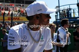Lewis Hamilton (GBR) Mercedes AMG F1 on the drivers parade. 03.09.2017. Formula 1 World Championship, Rd 13, Italian Grand Prix, Monza, Italy, Race Day.