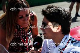 Lance Stroll (CDN) Williams with Natalie Pinkham (GBR) Sky Sports Presenter on the drivers parade. 03.09.2017. Formula 1 World Championship, Rd 13, Italian Grand Prix, Monza, Italy, Race Day.