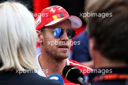 Sebastian Vettel (GER) Ferrari with the media. 31.08.2017. Formula 1 World Championship, Rd 13, Italian Grand Prix, Monza, Italy, Preparation Day.