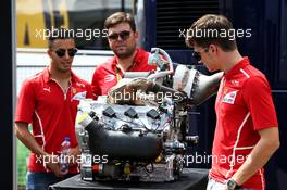 Charles Leclerc (MON) Ferrari Test Driver (Right) with the new F2 engine. 31.08.2017. Formula 1 World Championship, Rd 13, Italian Grand Prix, Monza, Italy, Preparation Day.