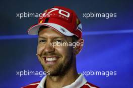 Sebastian Vettel (GER) Ferrari in the FIA Press Conference. 31.08.2017. Formula 1 World Championship, Rd 13, Italian Grand Prix, Monza, Italy, Preparation Day.