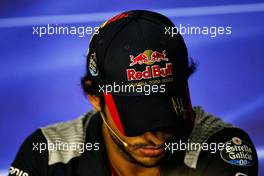 Carlos Sainz Jr (ESP) Scuderia Toro Rosso in the FIA Press Conference. 31.08.2017. Formula 1 World Championship, Rd 13, Italian Grand Prix, Monza, Italy, Preparation Day.