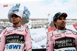 (L to R): Esteban Ocon (FRA) Sahara Force India F1 Team and team mate Sergio Perez (MEX) Sahara Force India F1 at a Heineken Karting event. 31.08.2017. Formula 1 World Championship, Rd 13, Italian Grand Prix, Monza, Italy, Preparation Day.