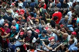 Sergio Perez (MEX) Sahara Force India F1 signs autographs for the fans. 31.08.2017. Formula 1 World Championship, Rd 13, Italian Grand Prix, Monza, Italy, Preparation Day.