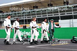 Jackie Stewart (GBR) with drivers at a Heineken Karting event. 31.08.2017. Formula 1 World Championship, Rd 13, Italian Grand Prix, Monza, Italy, Preparation Day.