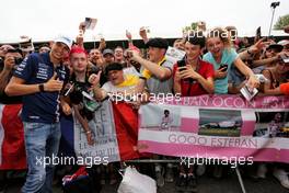 Esteban Ocon (FRA) Sahara Force India F1 Team with fans. 31.08.2017. Formula 1 World Championship, Rd 13, Italian Grand Prix, Monza, Italy, Preparation Day.