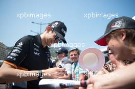 Esteban Ocon (FRA) Sahara Force India F1 Team signs autographs for the fans. 26.05.2017. Formula 1 World Championship, Rd 6, Monaco Grand Prix, Monte Carlo, Monaco, Friday.