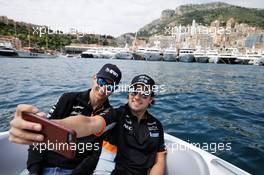 (L to R): Esteban Ocon (FRA) Sahara Force India F1 Team with team mate Sergio Perez (MEX) Sahara Force India F1. 26.05.2017. Formula 1 World Championship, Rd 6, Monaco Grand Prix, Monte Carlo, Monaco, Friday.