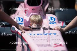 a young fans sits in the Sahara Force India F1 VJM10. 26.05.2017. Formula 1 World Championship, Rd 6, Monaco Grand Prix, Monte Carlo, Monaco, Friday.