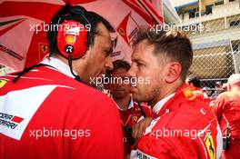 Sebastian Vettel (GER) Ferrari on the grid. 28.05.2017. Formula 1 World Championship, Rd 6, Monaco Grand Prix, Monte Carlo, Monaco, Race Day.