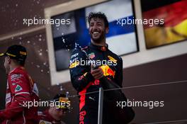 Daniel Ricciardo (AUS) Red Bull Racing celebrates his third position on the podium. 28.05.2017. Formula 1 World Championship, Rd 6, Monaco Grand Prix, Monte Carlo, Monaco, Race Day.