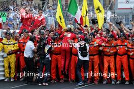 Race winner Sebastian Vettel (GER) Ferrari celebrates with the team in parc ferme. 28.05.2017. Formula 1 World Championship, Rd 6, Monaco Grand Prix, Monte Carlo, Monaco, Race Day.