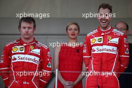2nd place Kimi Raikkonen (FIN) Ferrari SF70H and 1st place Sebastian Vettel (GER) Ferrari. 28.05.2017. Formula 1 World Championship, Rd 6, Monaco Grand Prix, Monte Carlo, Monaco, Race Day.