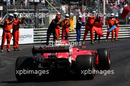Race winner Sebastian Vettel (GER) Ferrari SF70H at the end of the race. 28.05.2017. Formula 1 World Championship, Rd 6, Monaco Grand Prix, Monte Carlo, Monaco, Race Day.