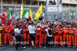 Race winner Sebastian Vettel (GER) Ferrari celebrates with the team in parc ferme. 28.05.2017. Formula 1 World Championship, Rd 6, Monaco Grand Prix, Monte Carlo, Monaco, Race Day.