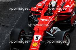Race winner Sebastian Vettel (GER) Ferrari SF70H celebrates at the end of the race. 28.05.2017. Formula 1 World Championship, Rd 6, Monaco Grand Prix, Monte Carlo, Monaco, Race Day.