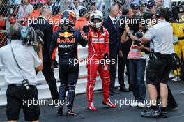 Race winner Sebastian Vettel (GER) Ferrari celebrates with third placed Daniel Ricciardo (AUS) Red Bull Racing in parc ferme. 28.05.2017. Formula 1 World Championship, Rd 6, Monaco Grand Prix, Monte Carlo, Monaco, Race Day.