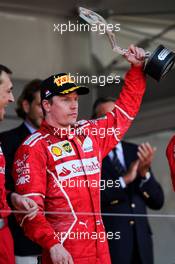 Kimi Raikkonen (FIN) Ferrari celebrates his second position on the podium. 28.05.2017. Formula 1 World Championship, Rd 6, Monaco Grand Prix, Monte Carlo, Monaco, Race Day.