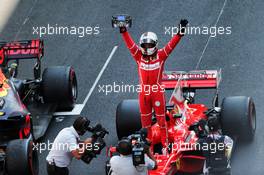 Race winner Sebastian Vettel (GER) Ferrari SF70H celebrates in parc ferme. 28.05.2017. Formula 1 World Championship, Rd 6, Monaco Grand Prix, Monte Carlo, Monaco, Race Day.